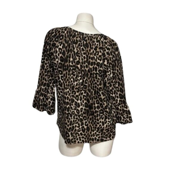 NWT MICHAEL Michael Kors Womens Size Small Dark Leopard Animal Print Blouse NEW - Picture 5 of 7